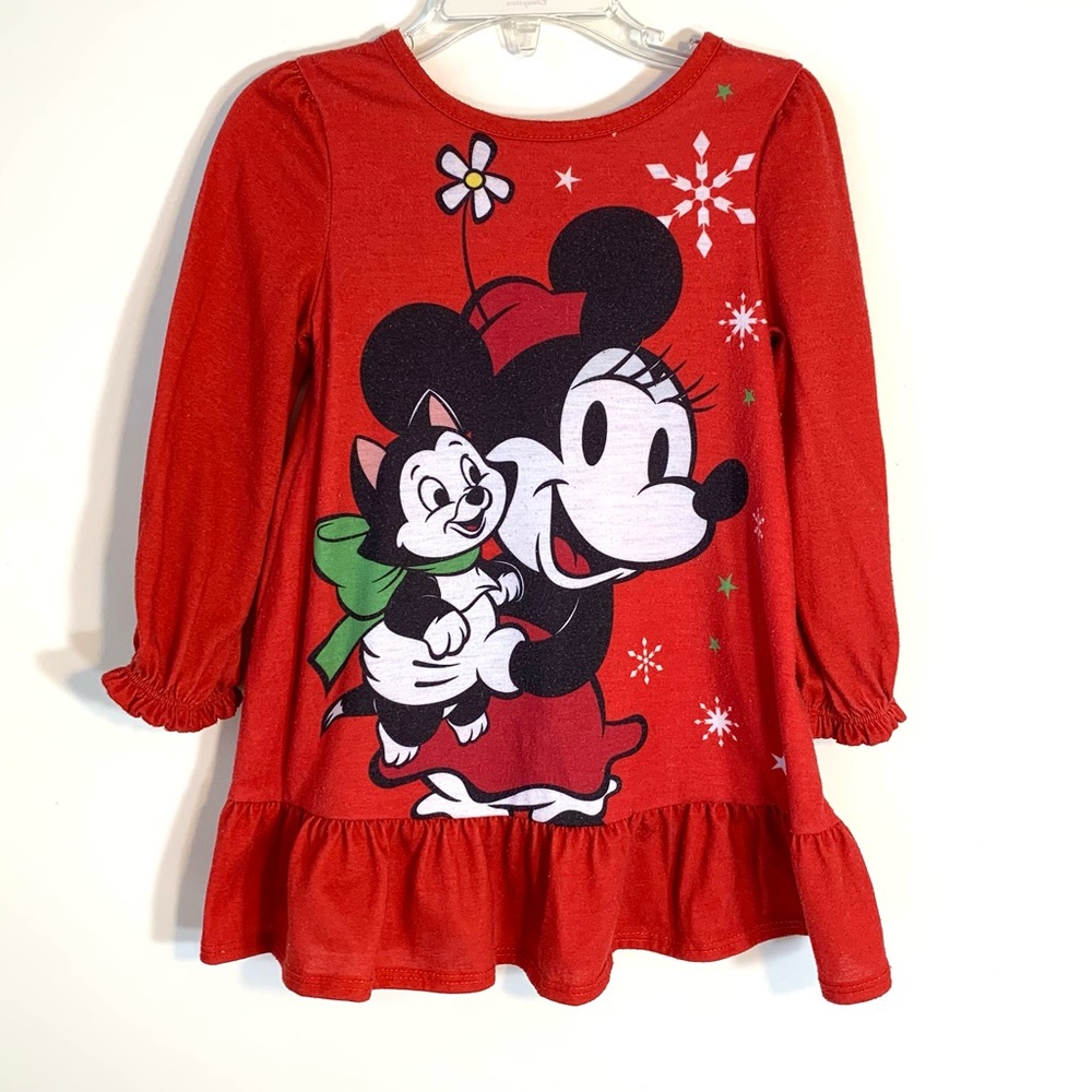 Minnie Mouse & Figaro Christmas pajama nightgown long sleeve girl size 2 poly